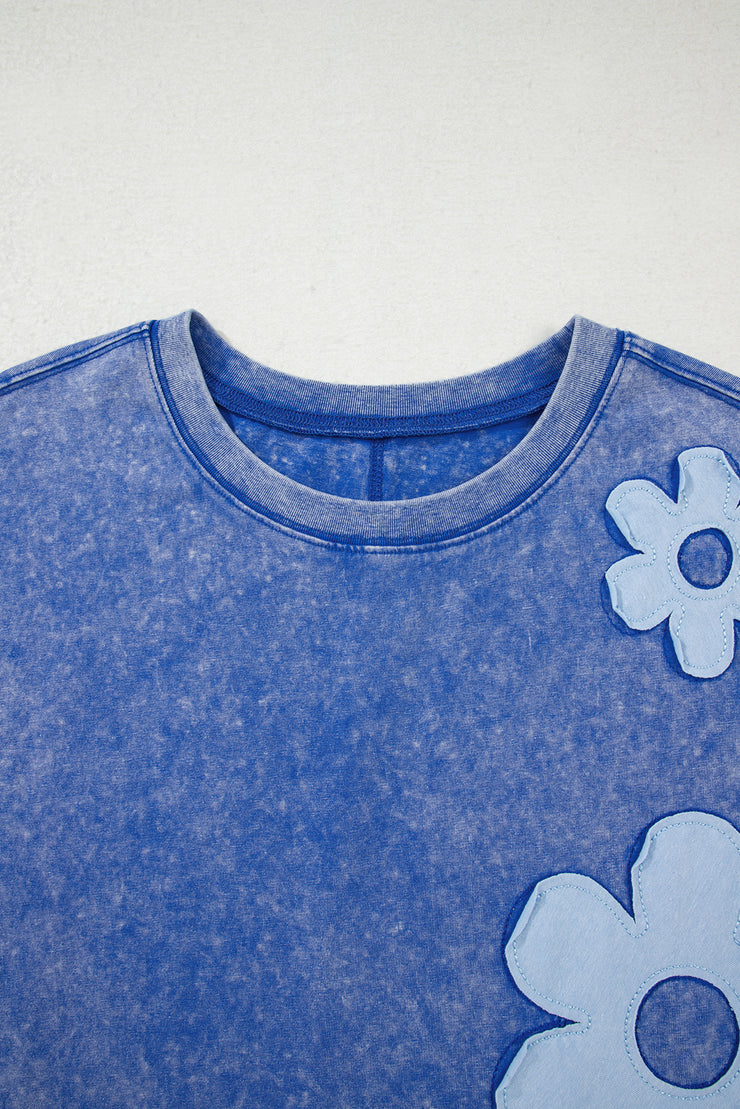 Lilac Floral Patch Exposed Seam Raw Edge Pants Set