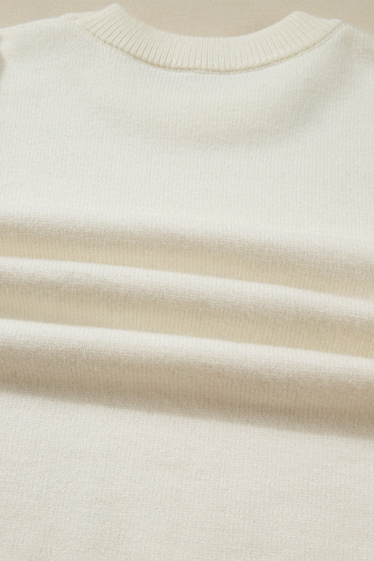 White Sequined Bow Graphic Christmas Holiday Sweater