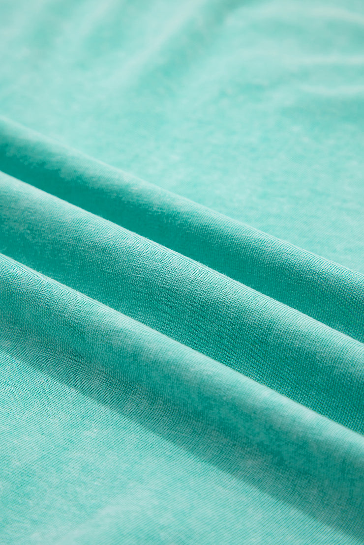 Conjunto de 2 piezas de camiseta sin mangas de algodón con lavado mineral y falda dividida forrada en verde menta