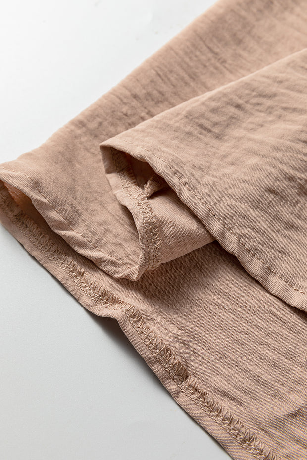 Smoke Gray Deep V Neck Bubble Sleeve Smocked Mini Dress