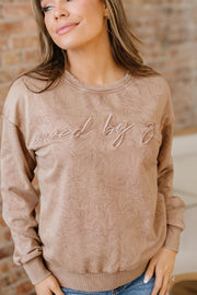 DUNE saved by grace Letter Embroidery Mineral Wash Loose Sweatshirt
