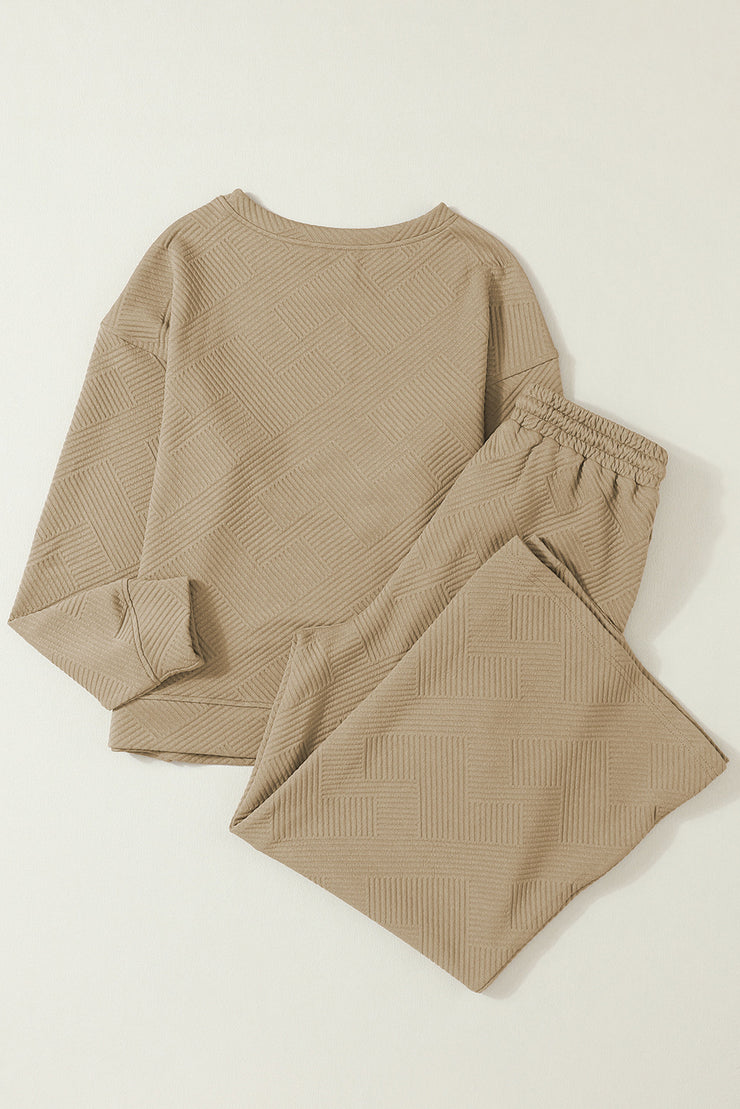 Pale Khaki Ultra Loose Textured 2pcs Slouchy Outfit