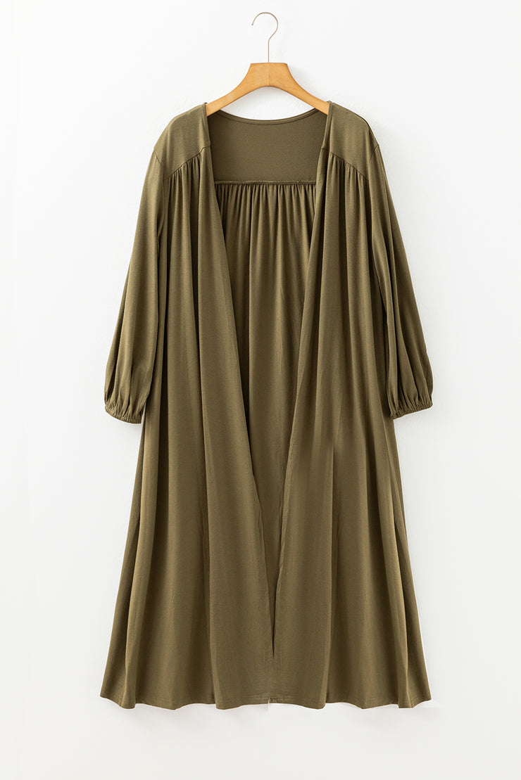 Green Lightweight Long Sleeve Open Front Duster Cardigan