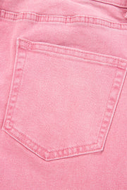 Peach Blossom Acid Washed High Rise Cropped Wide Leg Jeans