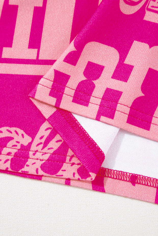 Rose Howdy Cowboy Letter Printed Western Fashion Tee