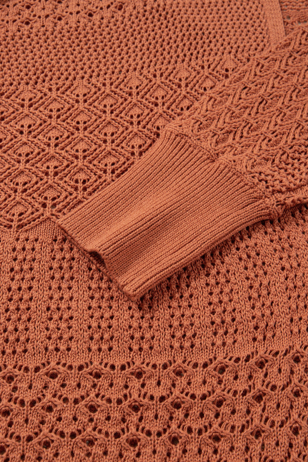 Redwood Burl Mixed Pattern Knitted Open Front Plus Cardigan