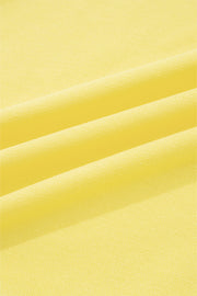 Yellow Cream Drop Shoulder Puff Sleeve Crop Pullover Drawstring Wide Leg Pants Set