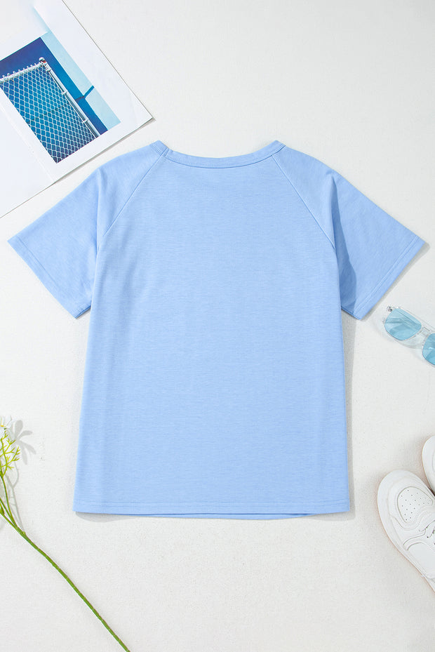 Beau Blue Striped Patch Front Casual Tee