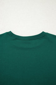 Evergreen Varsity Striped Sleeve Drop Shoulder Sweatshirt and Short Set