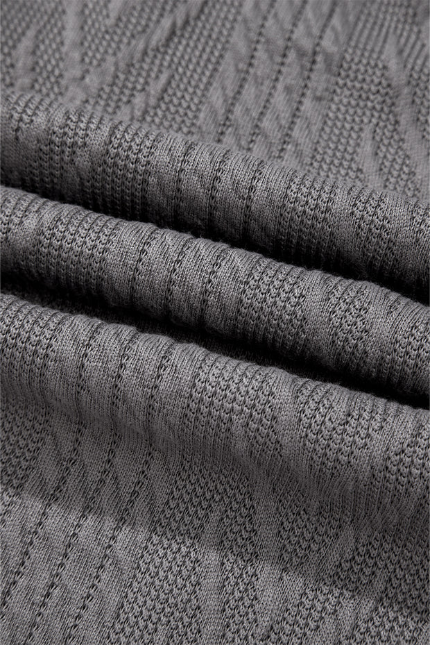 Medium Grey Solid Textured Open Front Cardigan with Pocket