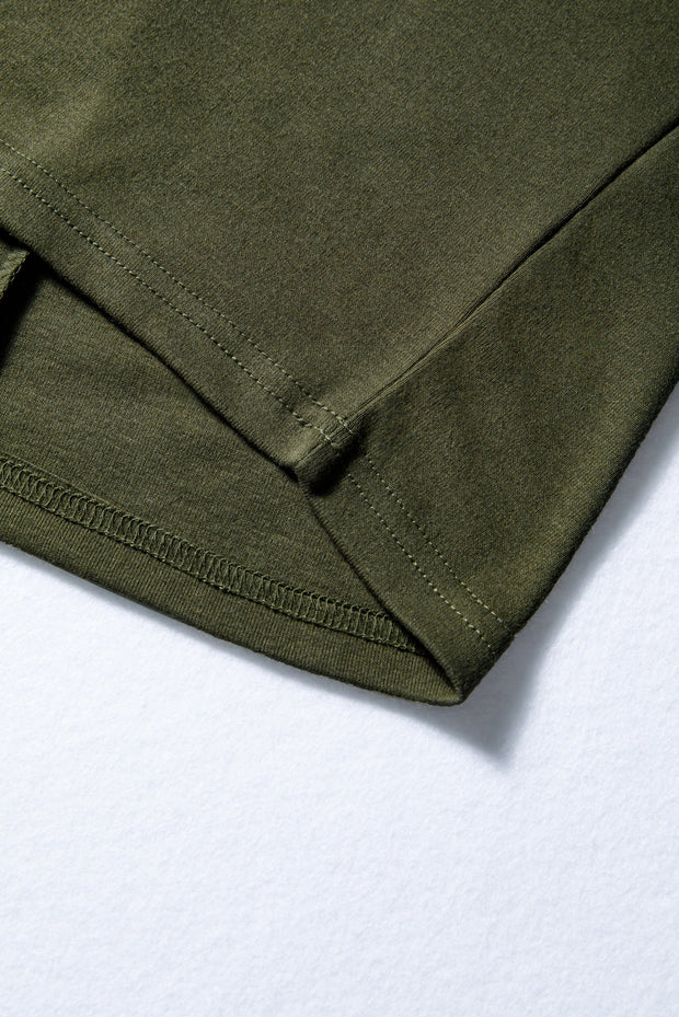 Four Leaf Clover Solid Color Extended Cuffs Long Sleeve Top