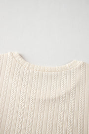 Apricot Polka Dot Mesh Puff Sleeve Textured Blouse