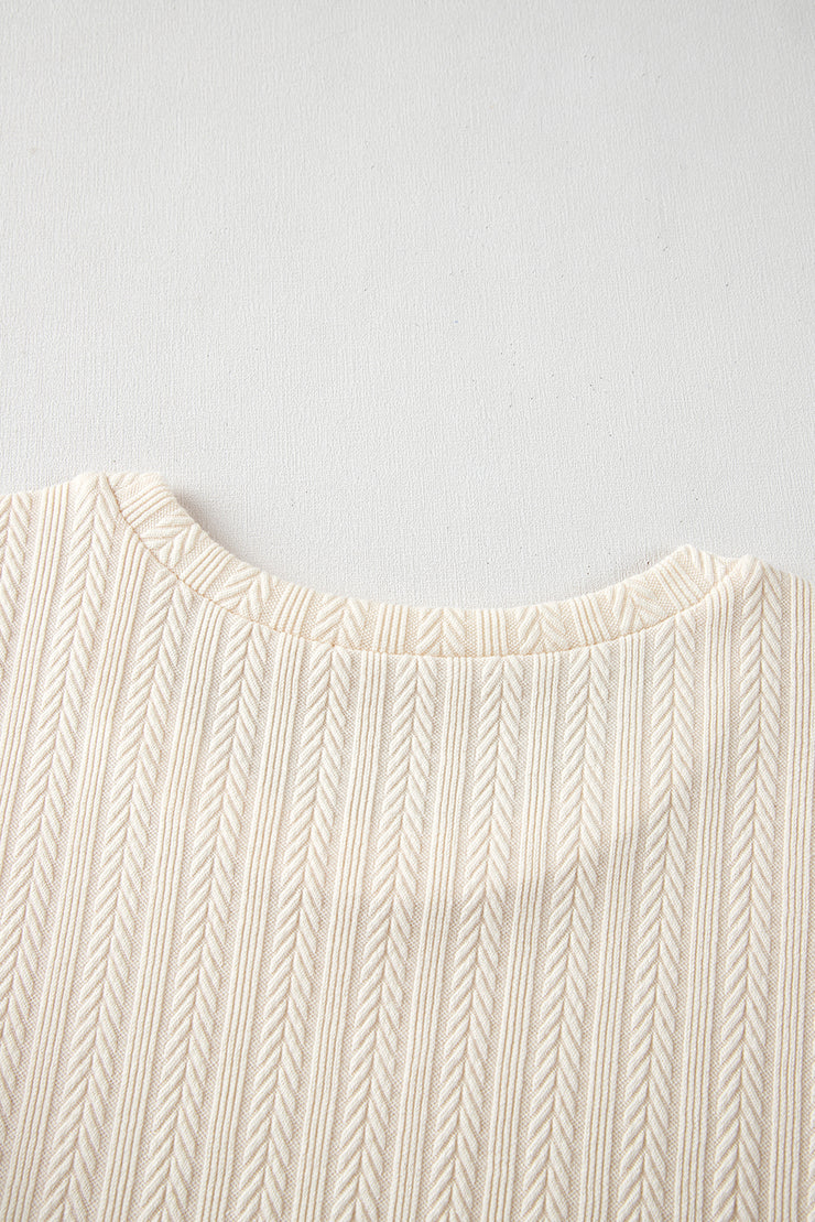 Apricot Polka Dot Mesh Puff Sleeve Textured Blouse