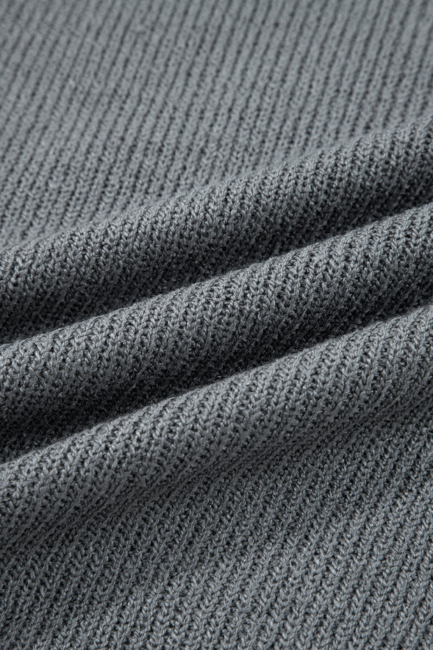 Medium Grey Raw Edge Uneven Hem Patchwork Drop Shoulder Sweater