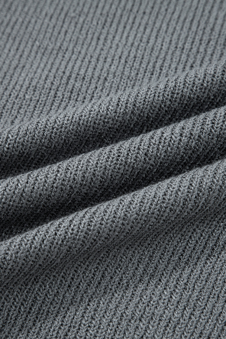 Medium Grey Raw Edge Uneven Hem Patchwork Drop Shoulder Sweater