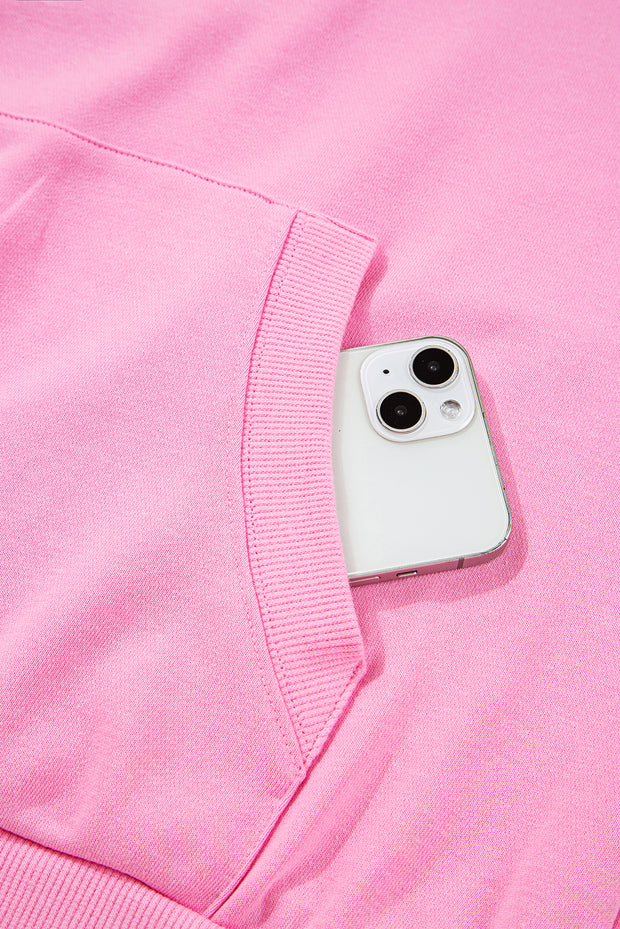 Bonbon Checkered Patchwork Kangaroo Pocket Half Zipper Hoodie