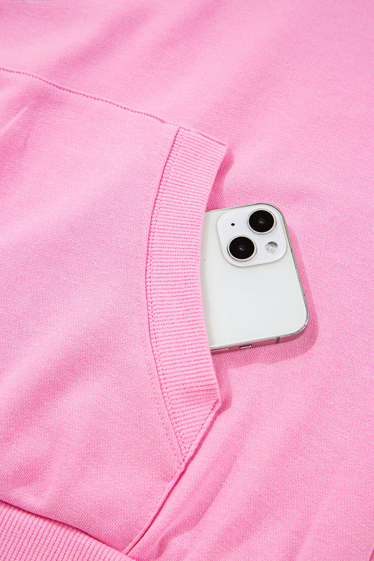 Bonbon Checkered Patchwork Kangaroo Pocket Half Zipper Hoodie