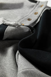 Color black Colorblock Henley High Low Oversize Sweatshirt