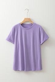 Wisteria Casual Plain Crew Neck Tee