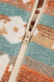 Khaki Quarter Zip Elastic Cuffs Aztec Sweatshirt