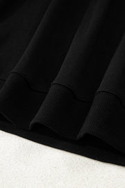 Black Varsity Striped Sleeve Drop Shoulder Sweatshirt and Short Set