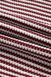 Red Stripe Ribbed Trim Drop Shoulder Long Sleeve Oversize Top