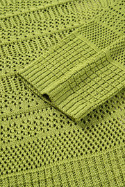 Spinach Green Oversize Crochet Knit Open Cardigan