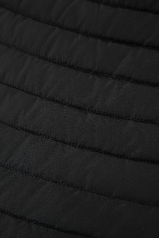 Black Solid Color Quilted Zip-up Puffer Jacket