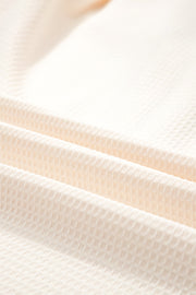 White Waffle Textured Contrast Polo Neck Zip up Jumper