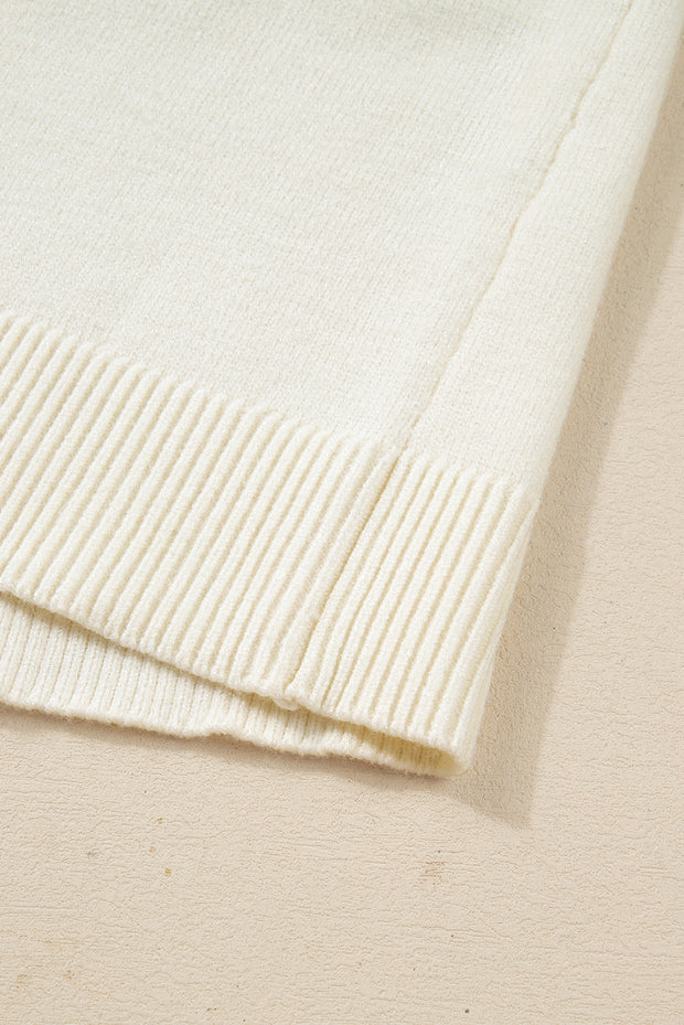 White Sequined Bow Graphic Christmas Holiday Sweater