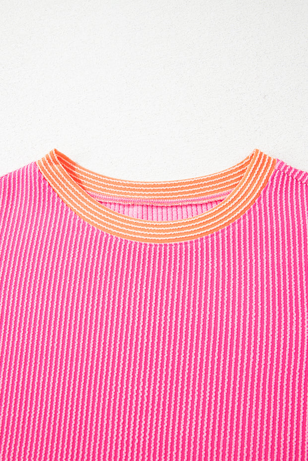 Camiseta de cuello redondo con bloques de color y cordón multicolor