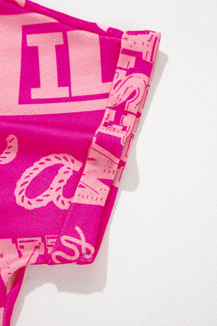 Rose Howdy Cowboy Letter Printed Western Fashion Tee