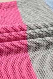 Light Blue Color Block Notch V Neck Sweater T Shirt