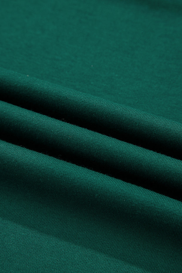 Evergreen Varsity Striped Sleeve Drop Shoulder Sweatshirt and Short Set