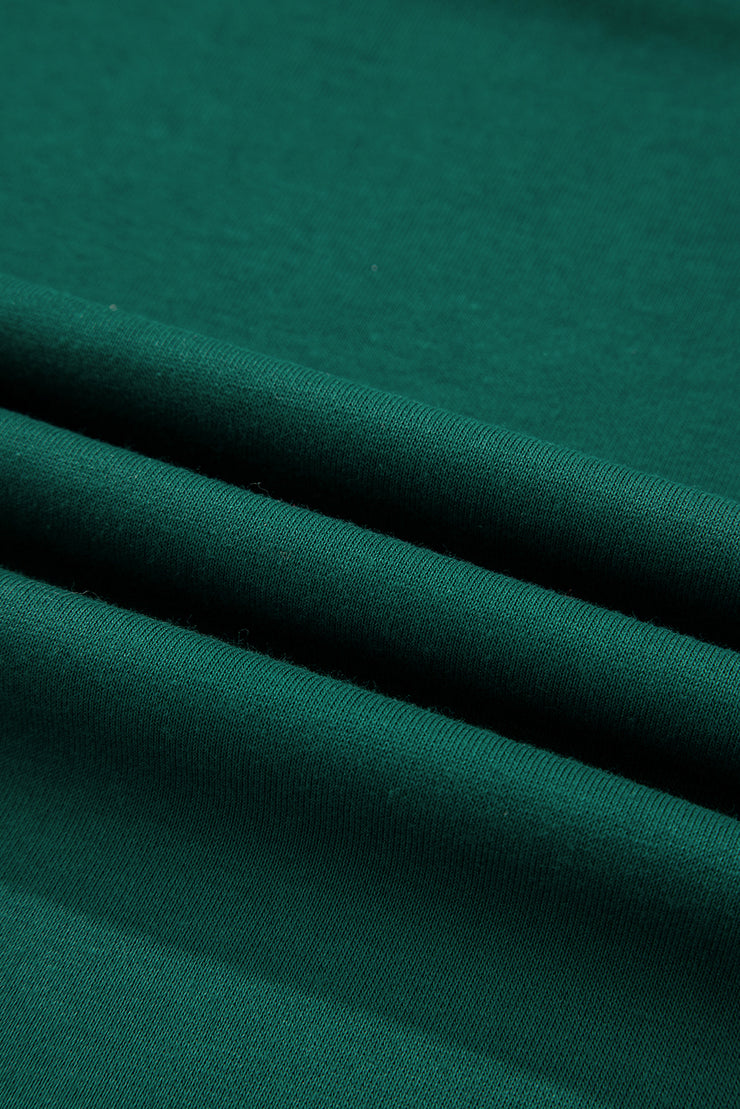 Evergreen Varsity Striped Sleeve Drop Shoulder Sweatshirt and Short Set