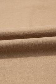 Pale Khaki Long Sleeve Buttons V Neck Slim Fit Top