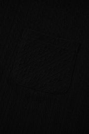 Black Textured Chest Pocket Long Sleeve Top 2Pcs Pants Set