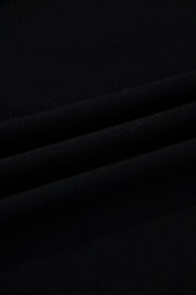 Black Scallop Trim Color Block Long Sleeve Collared Top