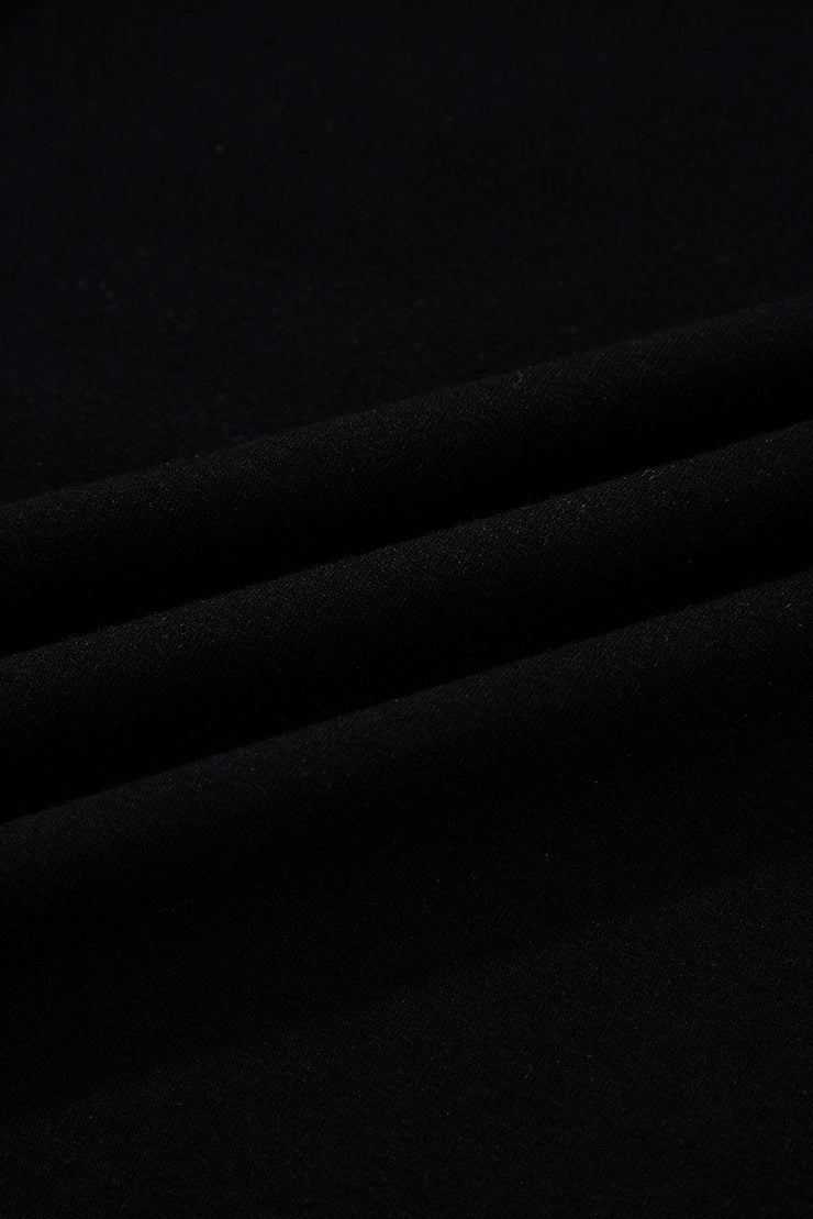 Black Scallop Trim Color Block Long Sleeve Collared Top