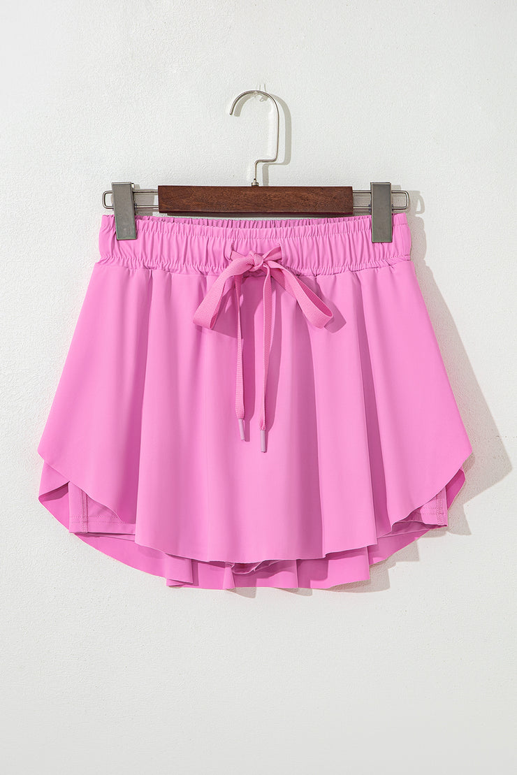 Bonbon Drawstring High Waist Lined Tennis Skorts