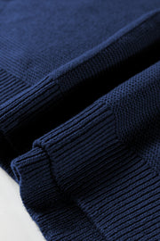 Dirty blue Solid Color Front Seam Drop Shoulder Loose Sweater