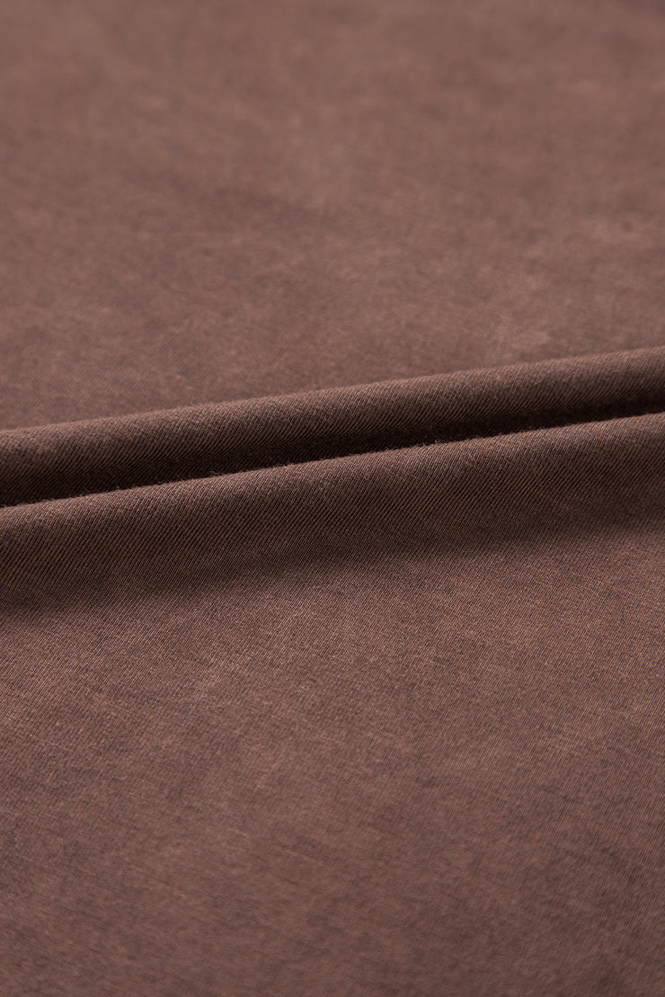 Chestnut Mineral Wash Criss Cross V Neck Casual T Shirt