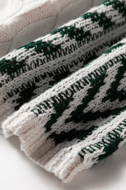 Brown Color Block Patchwork Knotted Back Loose Fit Sweater