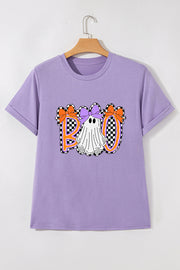 Wisteria Boo Checkered Bow Ghost Halloween Graphic Tee