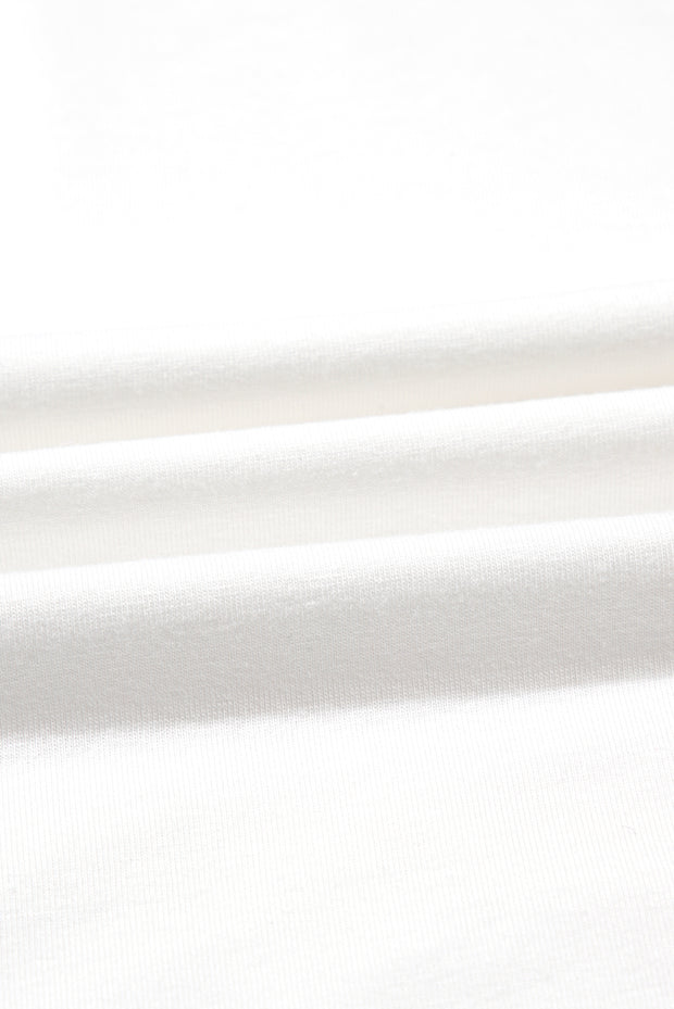 Camiseta oversize de media manga con patchwork y bloques de color blanco