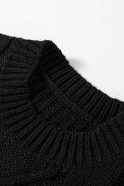 Black Plaid Lace up Detail Christmas Holiday Puff Short Sleeve Sweater