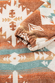 Khaki Quarter Zip Elastic Cuffs Aztec Sweatshirt