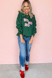 Evergreen Embroidered Letter Graphic Christmas Fashion Sweatshirt