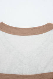 White Floral Printed Contrast Patchwork Long Sleeve Top