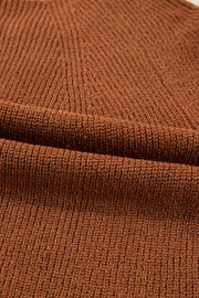 Chestnut Contrast Knit V Neckline Short Cardigan